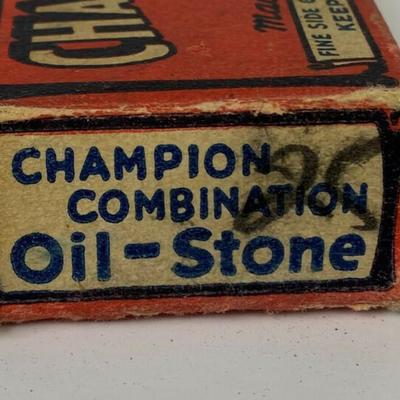 vintage CHAMPION COMBINATION OIL-STONE knife hone sharpener