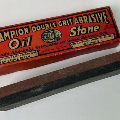vintage CHAMPION COMBINATION OIL-STONE knife hone sharpener