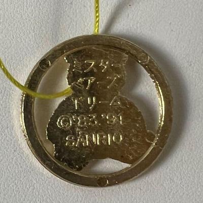 Vintage 1991 Sanrio Gold Tone Bear Pendant CharmHello Kitty