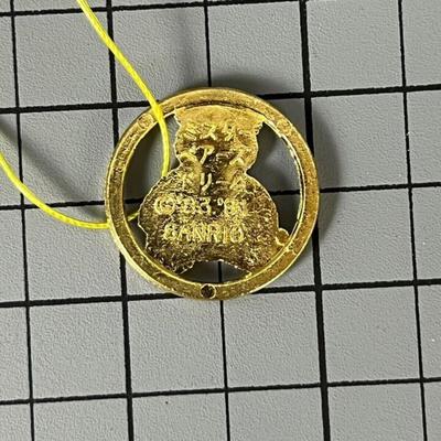 Vintage 1991 Sanrio Gold Tone Bear Pendant CharmHello Kitty