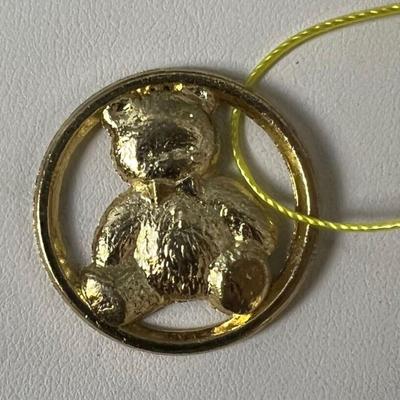 Vintage 1991 Sanrio Gold Tone Bear Pendant CharmHello Kitty