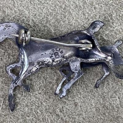 Vintage Beau Sterling Silver Horse & Foal Brooch Pin