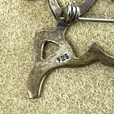 modernist sterling silver OPENWORK HORSE PIN
