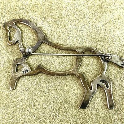 modernist sterling silver OPENWORK HORSE PIN