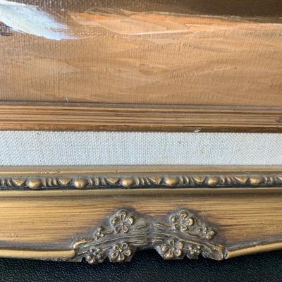 Large Oil On Canvas Signed Floral Art Gold Gilt Frame