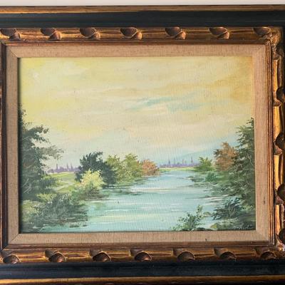 Un Hun Signed Landscape Oil On Canvas Framed