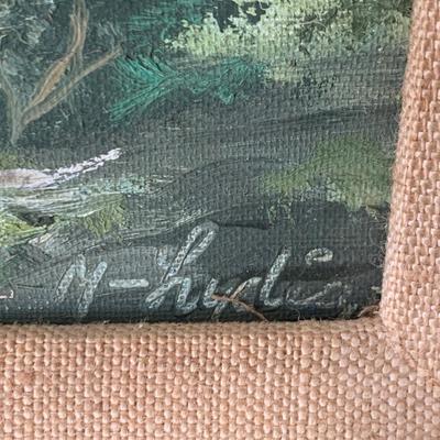 Un Hun Signed Landscape Oil On Canvas Framed
