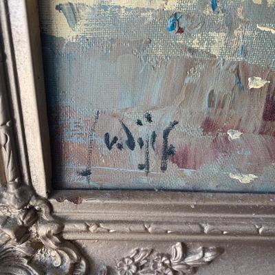 Vintage Oil On Canvas Signed J Van Dijck? Early Fancy Frame