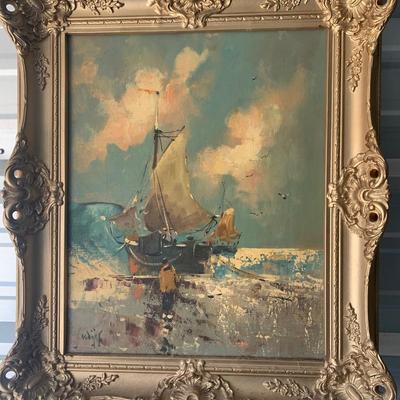 Vintage Oil On Canvas Signed J Van Dijck? Early Fancy Frame