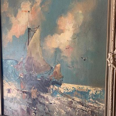 Vintage Oil On Canvas Signed J Van Dijck? Early Fancy Frame