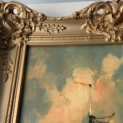 Vintage Oil On Canvas Signed J Van Dijck? Early Fancy Frame