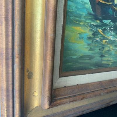 Signed Oil On Canvas Water Scene Framed
