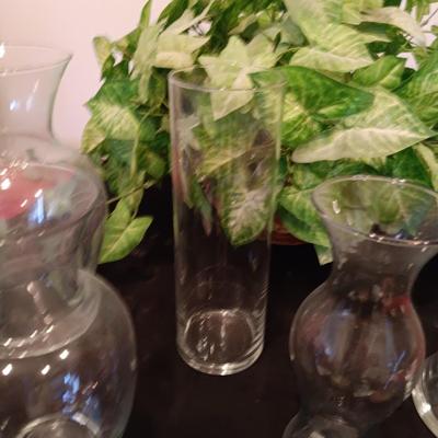 FAUX PLANT, FLOWER VASES AND PAINTED SAND DOLLAR FRIDGE MAGNETS