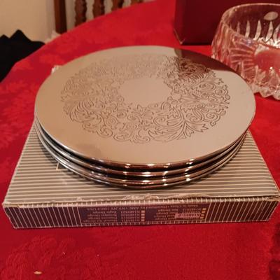FOOTED CRYSTAL PLATTER, GORHAM GLASS SERVING BOWL, BERNARDAUD LIMOGE BUTTERFLY BOWL AND MORE