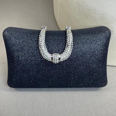 Black Shimmer hard case Clutch NEW!
