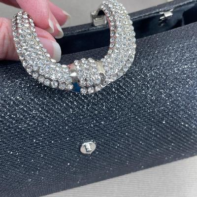 Black Shimmer hard case Clutch NEW!