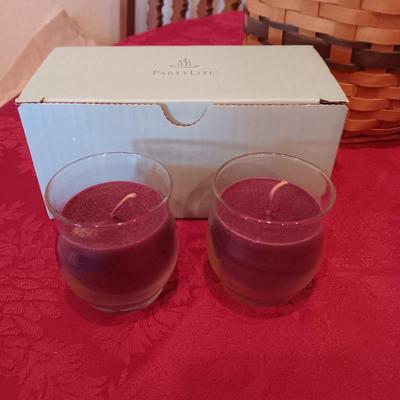 2 LONGABERGER BASKETS, PARTYLITE CANDLES AND MORE