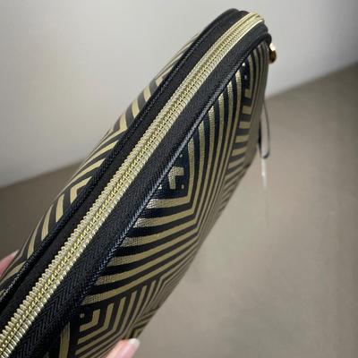 Gold/Black Zipper Cosmetic Bag NEW!