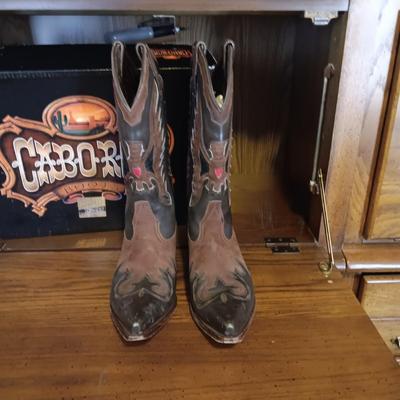 MEN'S CABORCA LEATHER WESTERN BOOTS SIZE 10