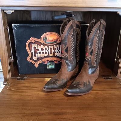 MEN'S CABORCA LEATHER WESTERN BOOTS SIZE 10