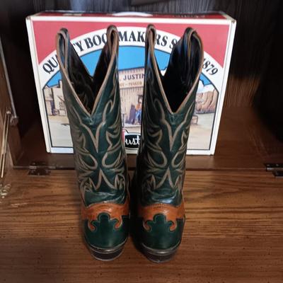 MEN'S JUSTIN LEATHER WESTERN BOOTS SIZE 10D