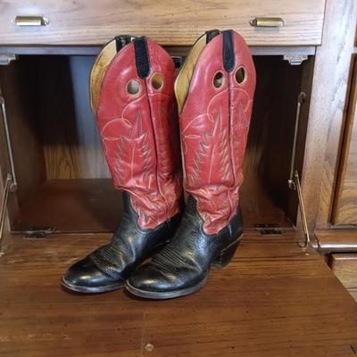 MEN'S LEATHER PANHANDLE SLIM WESTERN BOOTS SIZE 10