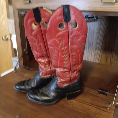 MEN'S LEATHER PANHANDLE SLIM WESTERN BOOTS SIZE 10