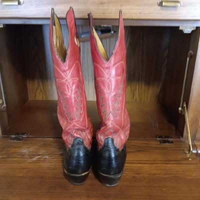 MEN'S LEATHER PANHANDLE SLIM WESTERN BOOTS SIZE 10