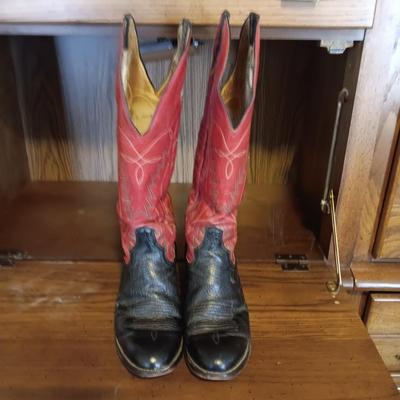 MEN'S LEATHER PANHANDLE SLIM WESTERN BOOTS SIZE 10
