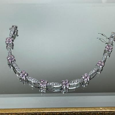 Sterling Silver Pink CZ Bracelet