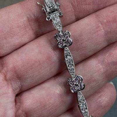 Sterling Silver Pink CZ Bracelet