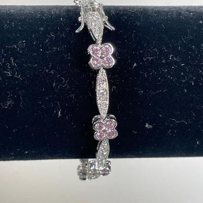 Sterling Silver Pink CZ Bracelet