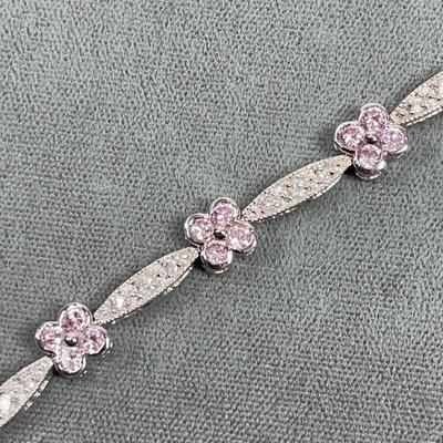 Sterling Silver Pink CZ Bracelet