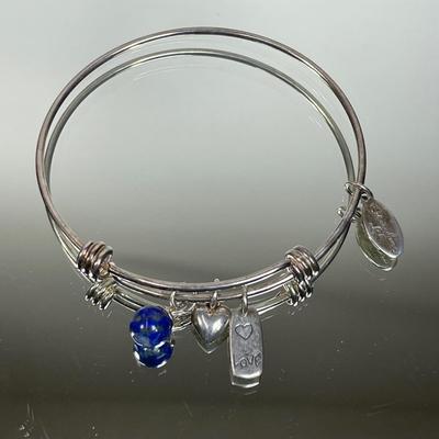 Sterling Silver Lapis Charm Bangle Bracelet