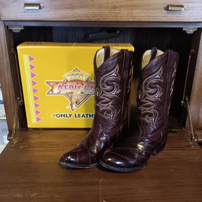 MEN'S AFRICAN ONLY LEATHER WESTERN BOOTS SIZE 10D