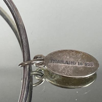 Sterling Silver 3 Charm Bangle Bracelet