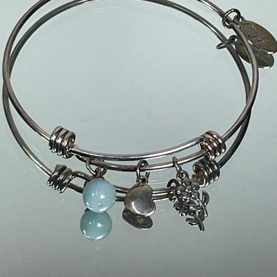 Sterling Silver 3 Charm Bangle Bracelet