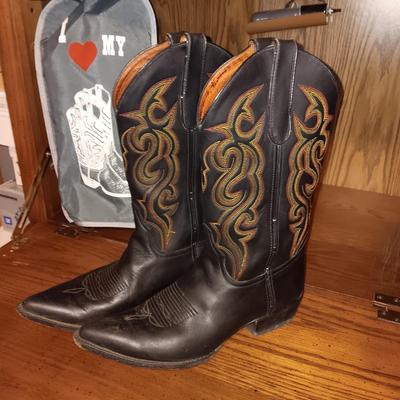 MEN'S CABORCA LEATHER WESTERN BOOTS WITH BOOT BAG SIZE 10D