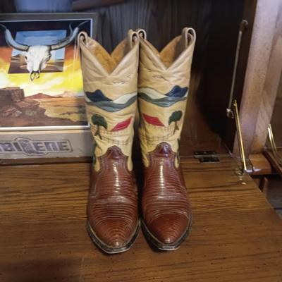 MEN'S UNIQUE ABILENE MONTANA LEATHER WESTERN BOOTS SIZE 10D