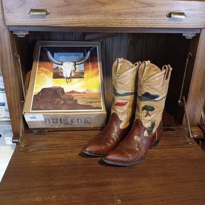 MEN'S UNIQUE ABILENE MONTANA LEATHER WESTERN BOOTS SIZE 10D