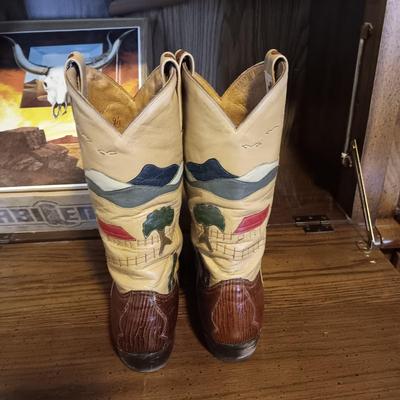 MEN'S UNIQUE ABILENE MONTANA LEATHER WESTERN BOOTS SIZE 10D