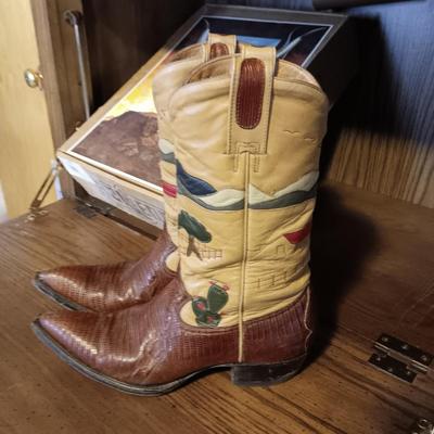 MEN'S UNIQUE ABILENE MONTANA LEATHER WESTERN BOOTS SIZE 10D