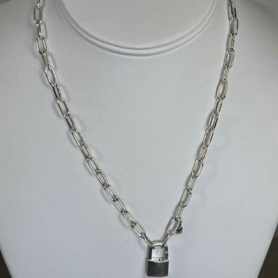 Italy Sterling Silver Paperclip Carabiner Necklace