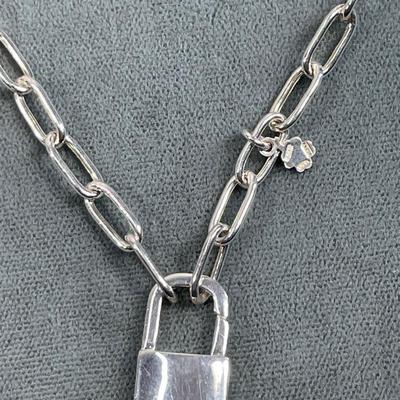 Italy Sterling Silver Paperclip Carabiner Necklace