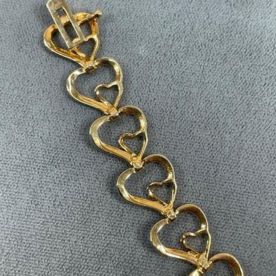 Gold tone Heart Link Bracelet