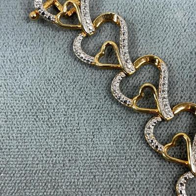 Gold tone Heart Link Bracelet