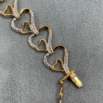 Gold tone Heart Link Bracelet