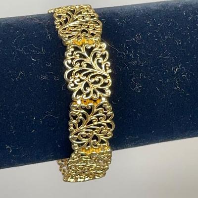 Gold over Sterling Silver Filigree Link Bracelet
