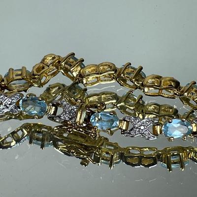 Gold over Sterling Silver Blue Topaz Bracelet