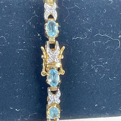 Gold over Sterling Silver Blue Topaz Bracelet